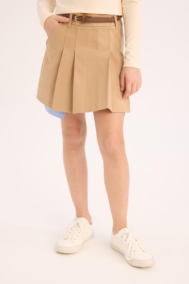 DeFacto Beige Girl Girl Gabardine Skirt Casual - Image 4
